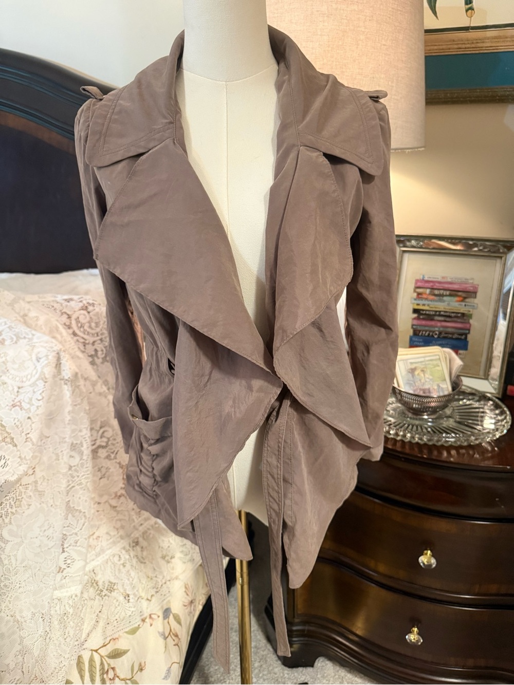 Yoana Baraschi Taupe Draped Trench Jacket